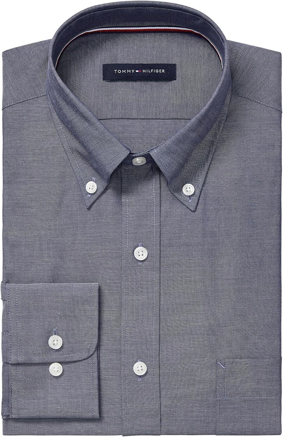 Мужская рубашка Tommy Hilfiger с воротником на пуговицах, не требующая глажки, Night Blue — фото 3