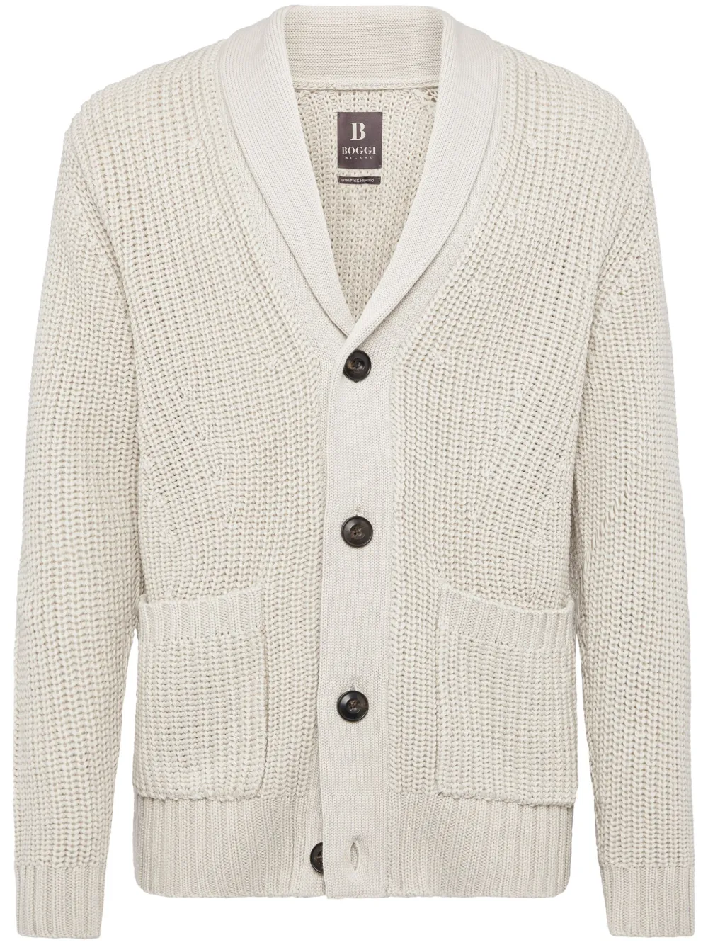

Кардиган из шерсти мериноса с воротником-шалькой Boggi Milano, песочный