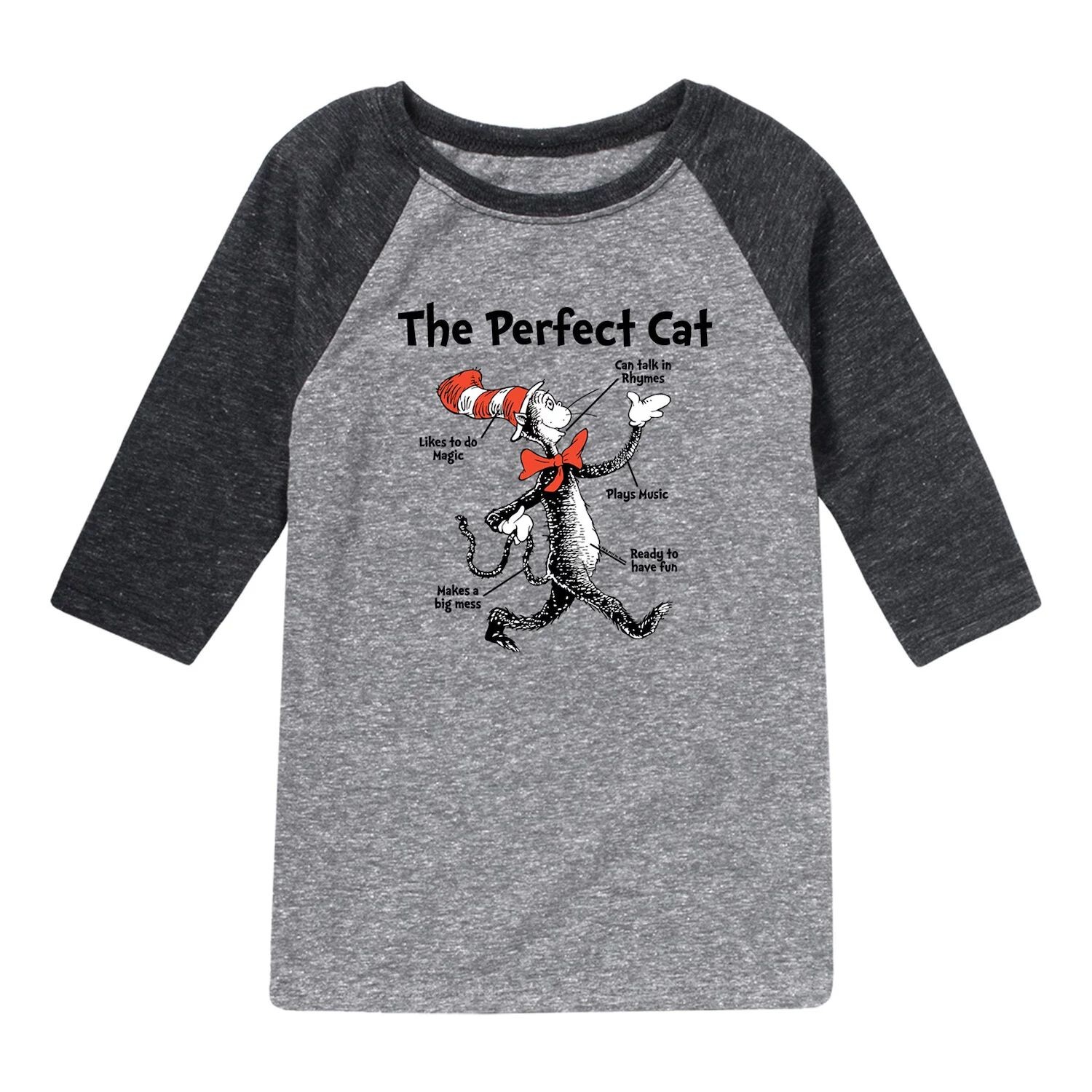 

Футболка с рисунком реглан для мальчиков 8–20 лет Dr. Seuss The Perfect Cat Licensed Character