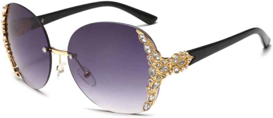 

Винтажные солнцезащитные очки без оправы большого размера, солнцезащитные очки с бриллиантами для женщин, панк-солнцезащитные очки для женщин с защитой от УФ-излучения UV400 generic, Gradient Grey