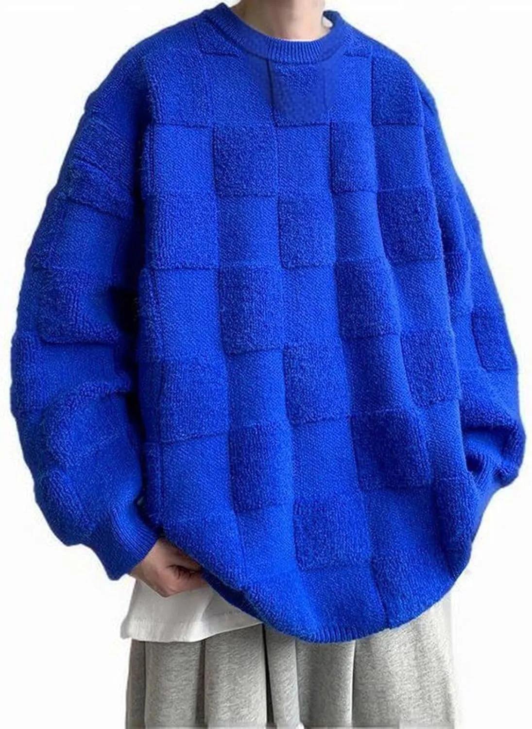 

Мужской свитер Slim Fit с жаккардовым узором, зимний, уютный, с крупной вязкой QUNPIU