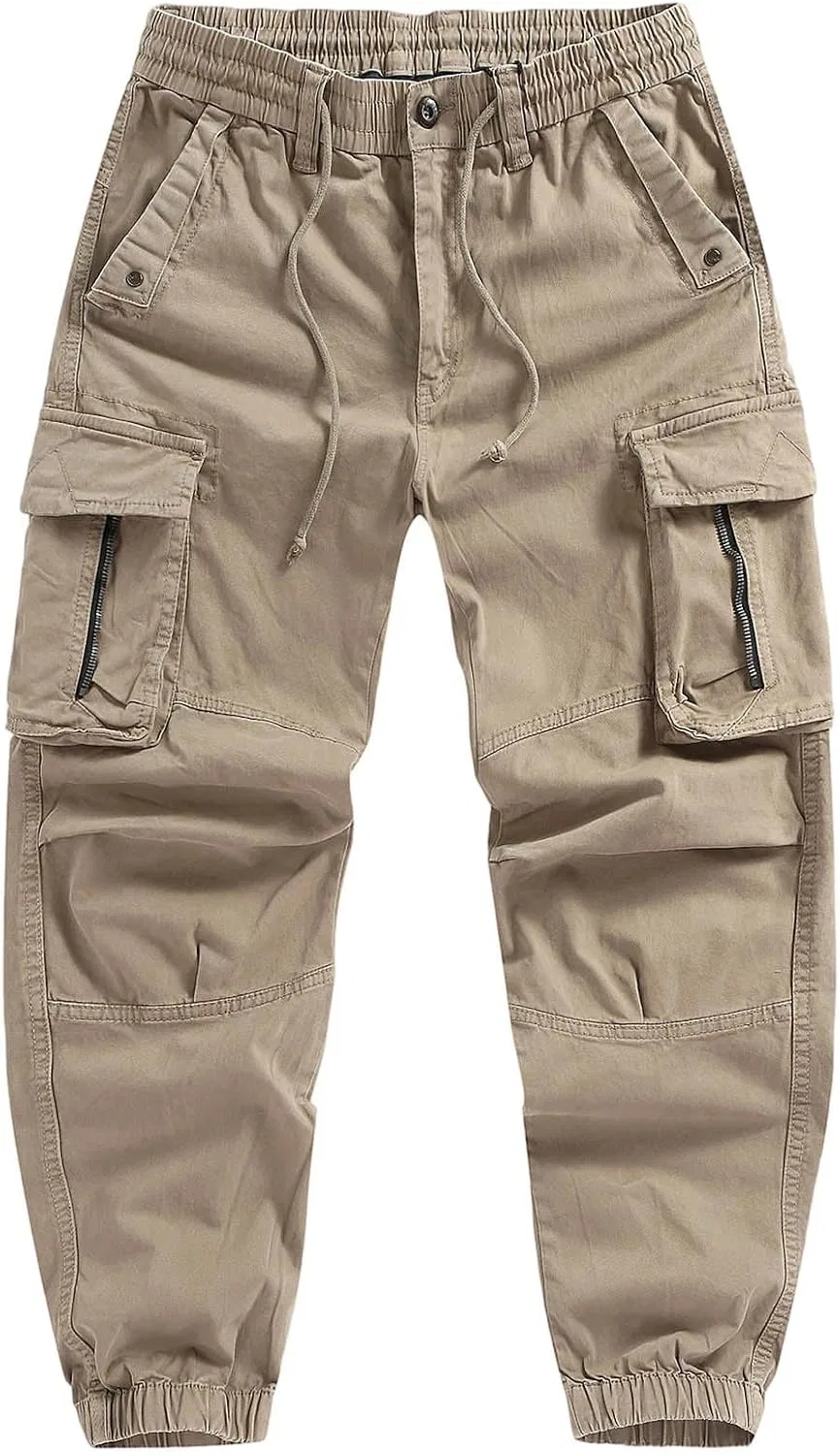 Мужские карго-джоггеры с утяжкой, Slim Fit, Khaki-1