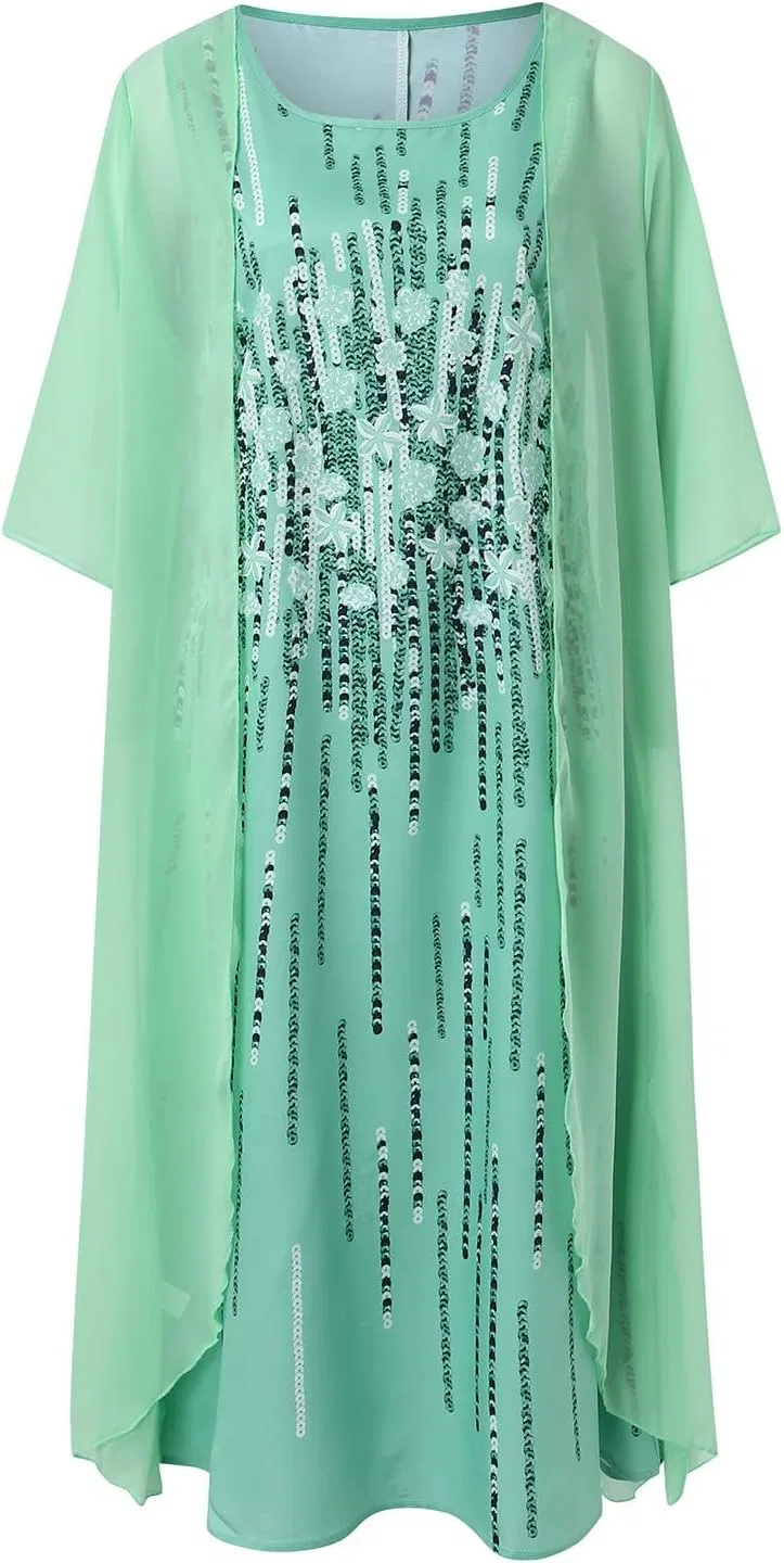 Женское платье-макси с цветочным принтом, Flowy Boho Floral, зелёный — фото 4