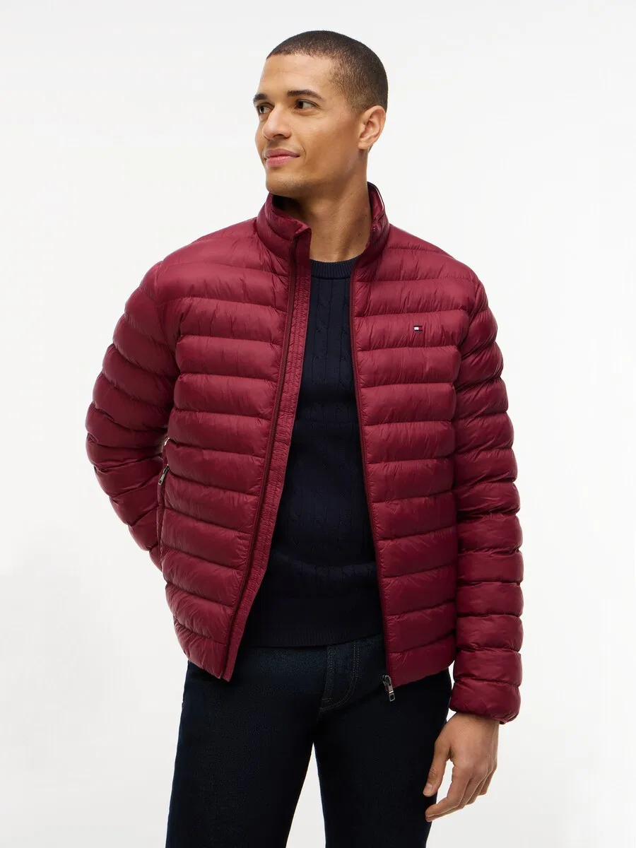 Куртка TOMMY HILFIGER межсезонья, цвет ягодный — фото 2