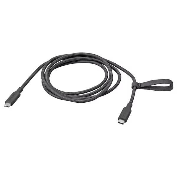 

Кабель USB-C-USB-C Ikea Rundhult, 1,5 m/100 W, темно-серый