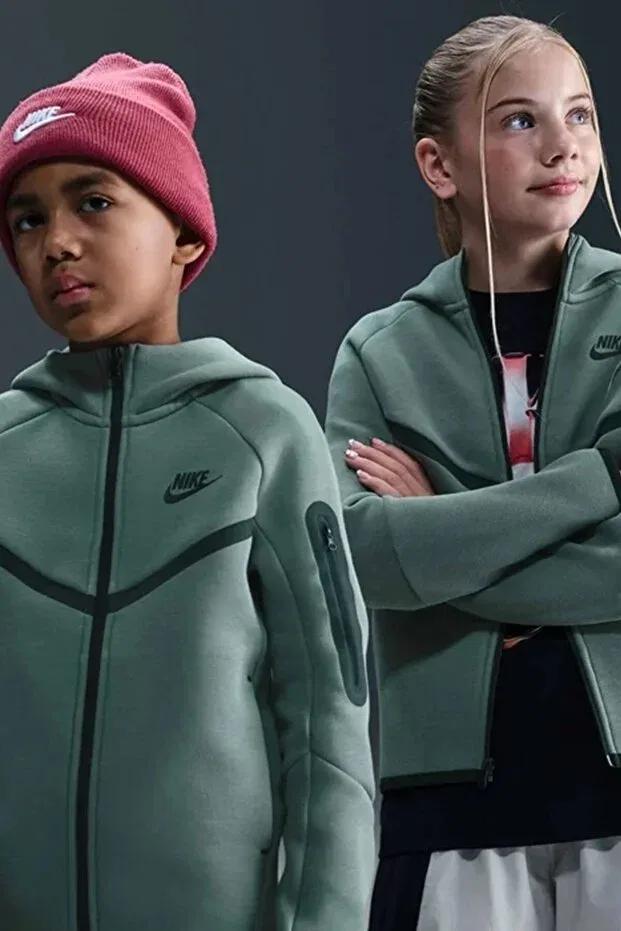 Детские спортивный свитшот на молнии с капюшоном Nike, Green — фото 4