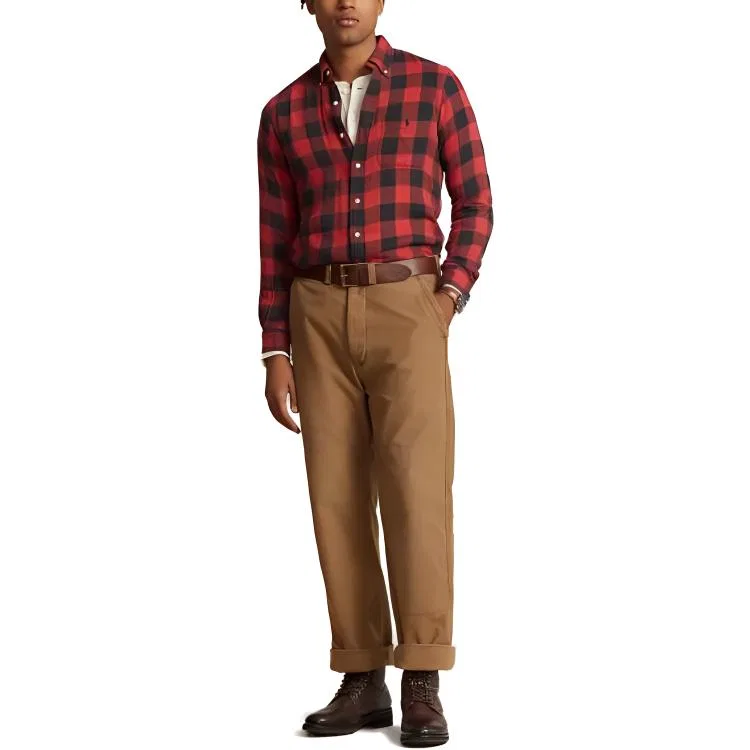 Мужская рубашка в клетку с длинным рукавом FW23 Classic Fit Checked Double Faced Shirt Classic Version Polo Ralph Lauren — фото 3