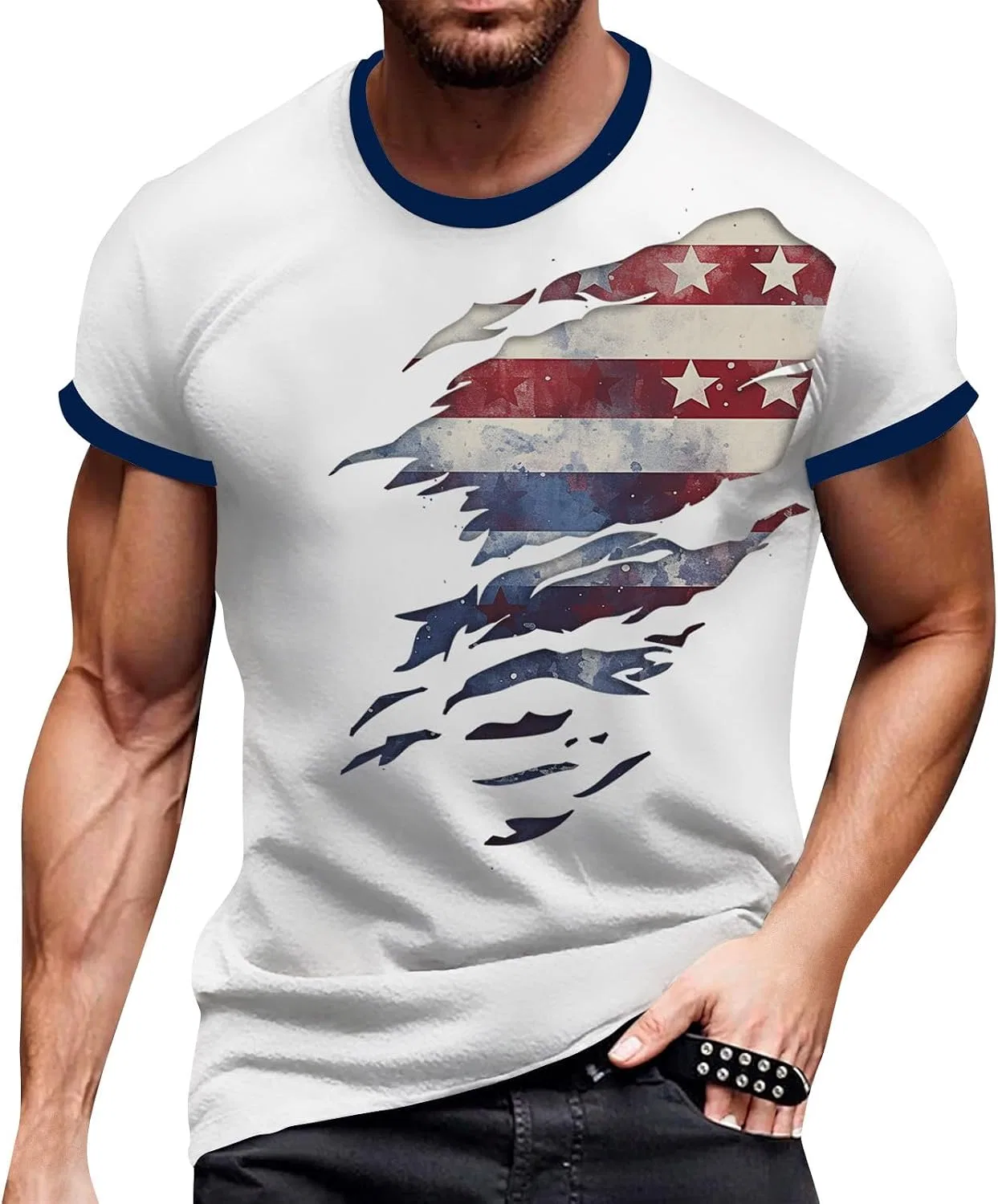 Мужская футболка с американским флагом Graphic Tees, White