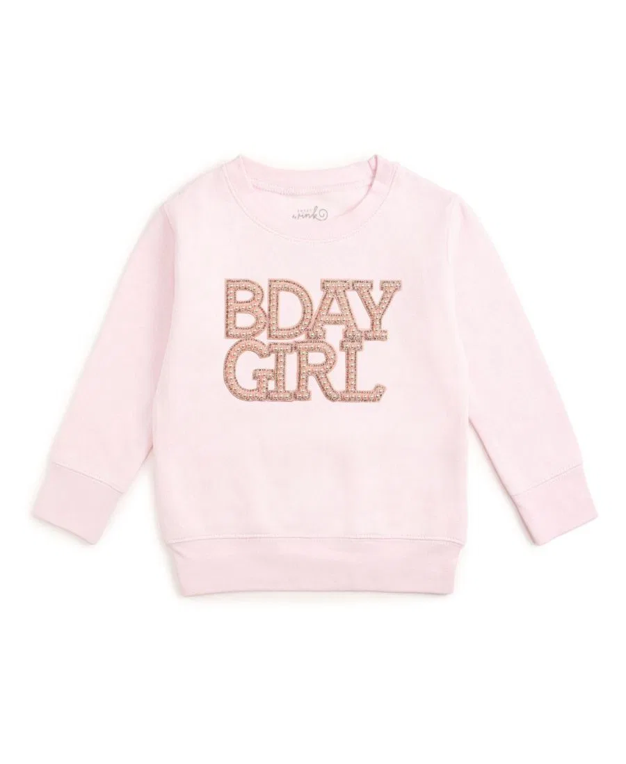 Детский свитшот с аппликацией Pearl BDay Girl Patch Sweet Wink, Ballet Pink