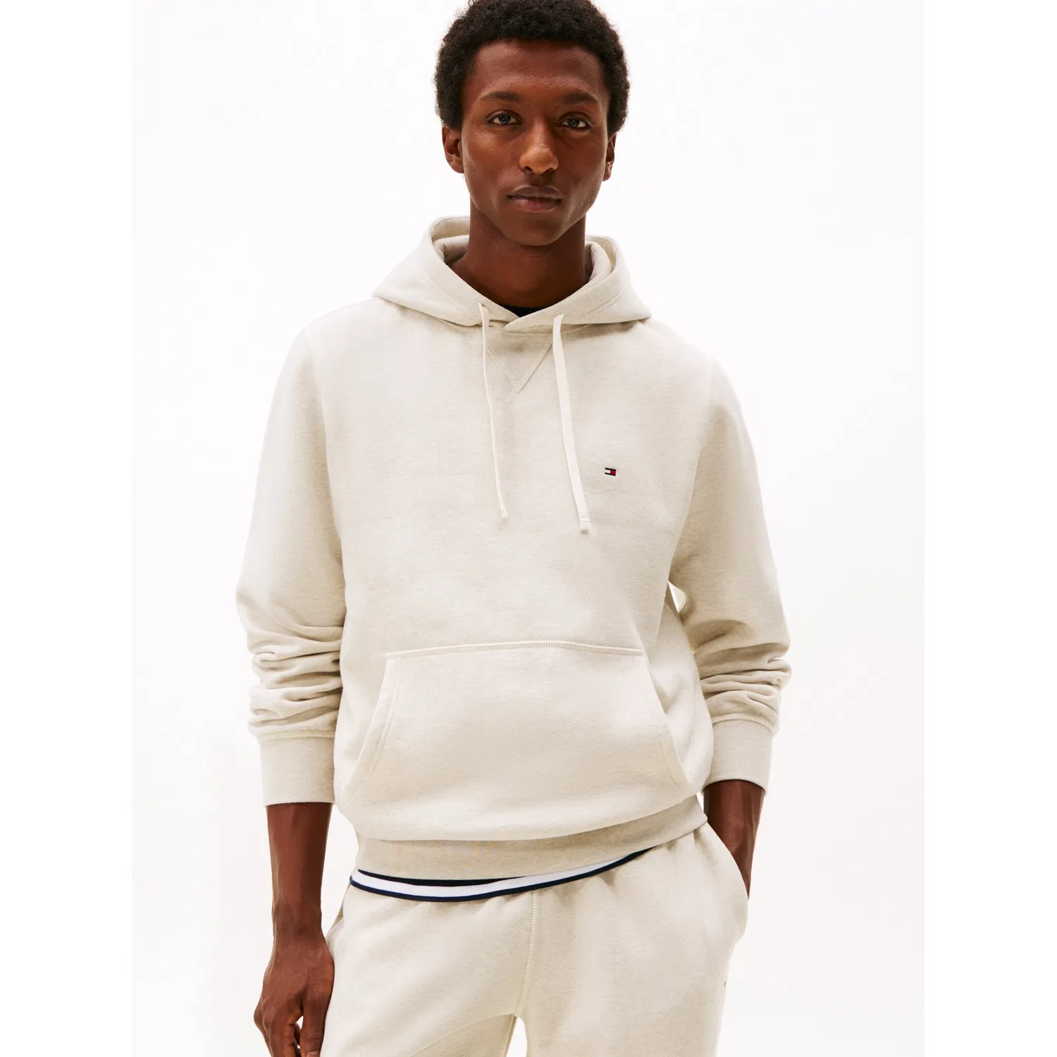 Мужской худи с капюшоном и кенгуру карманом Tommy Hilfiger, Oatmilk