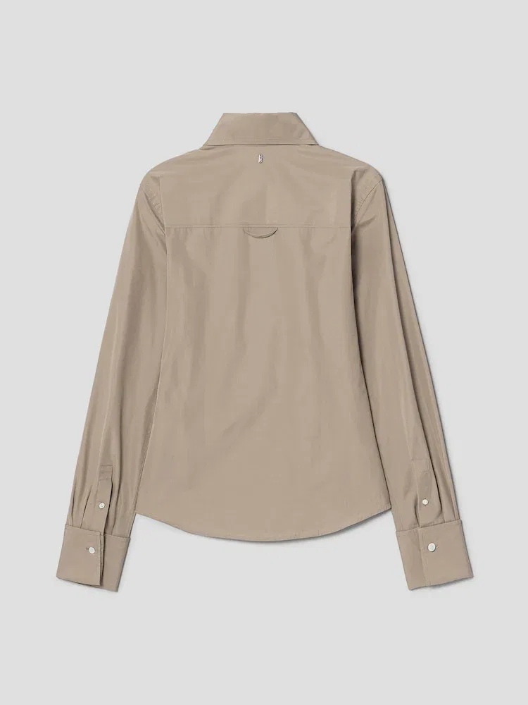 Рубашка длиннорукавная с острым воротником AMI PARIS, Beige Taupe — фото 2