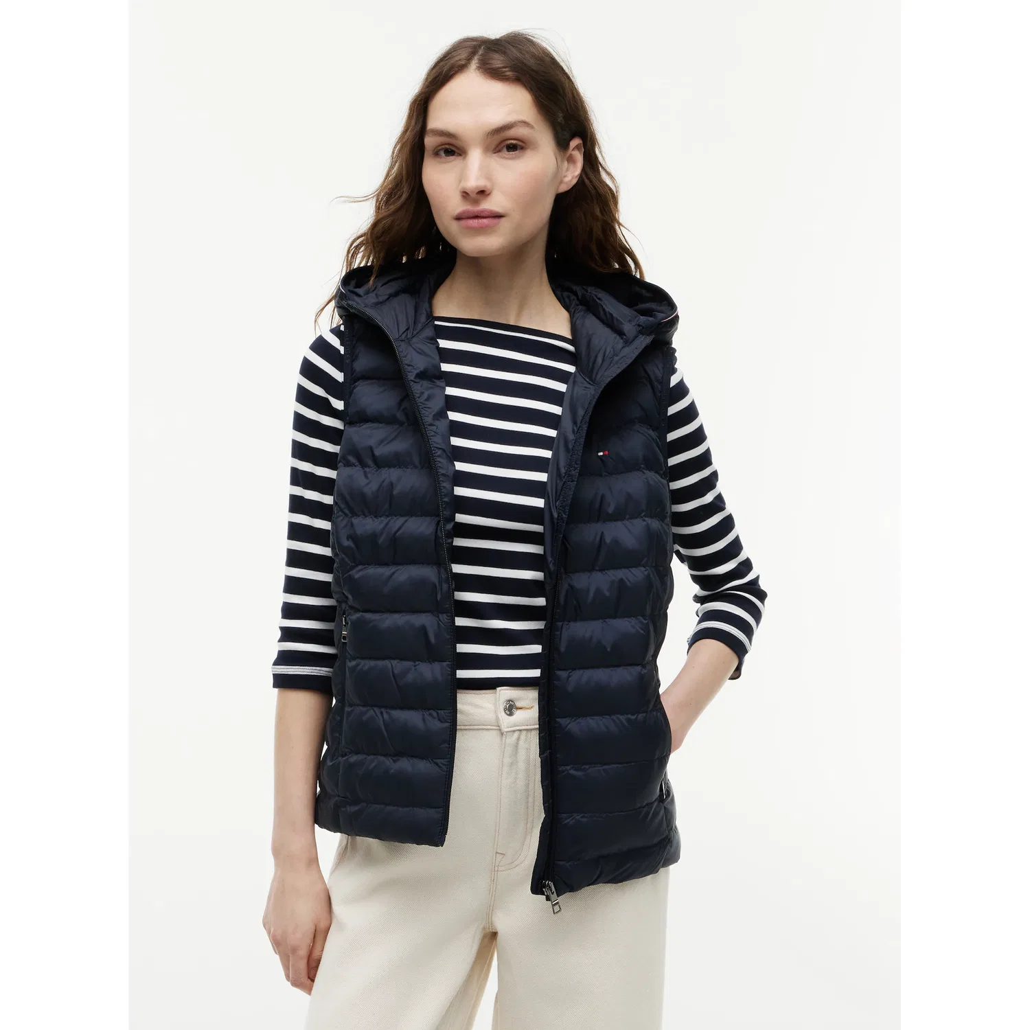 Женская стеганая жилетка с капюшоном Tommy Hilfiger, Desert Sky