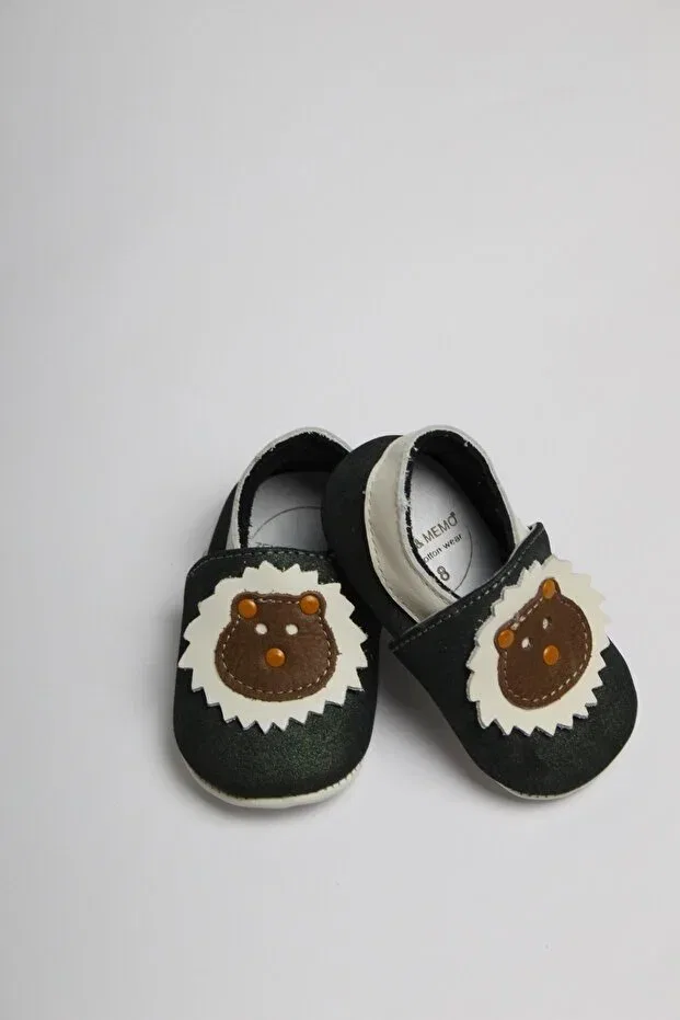 Детские пинетки для новорожденных кожаные First Step Zeyno Ve Memo, Bright Green-Cream — фото 3