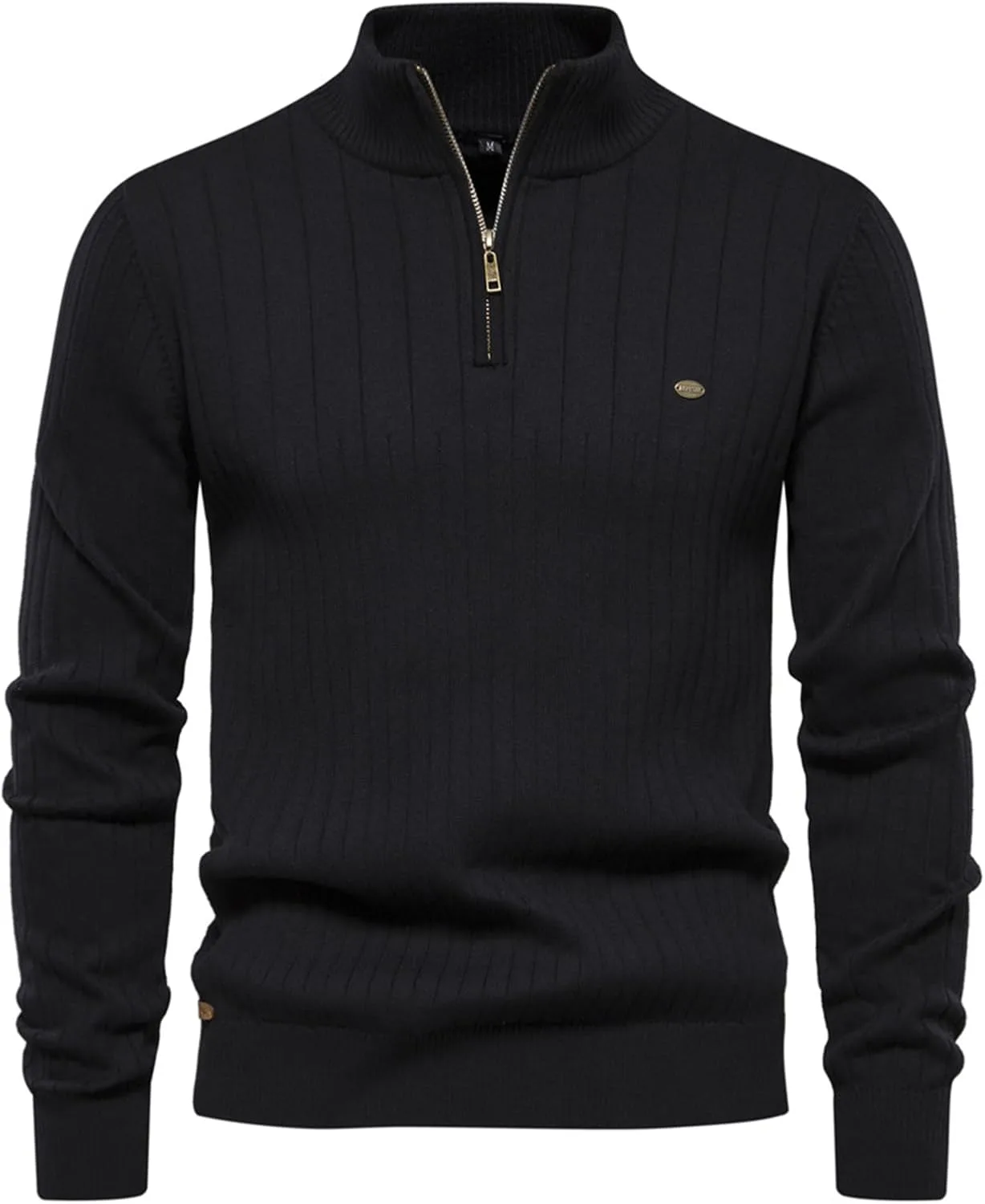 Мужской пуловер с четвертью молнии Slim Fit Mock Neck легкий вязаный с резинкой