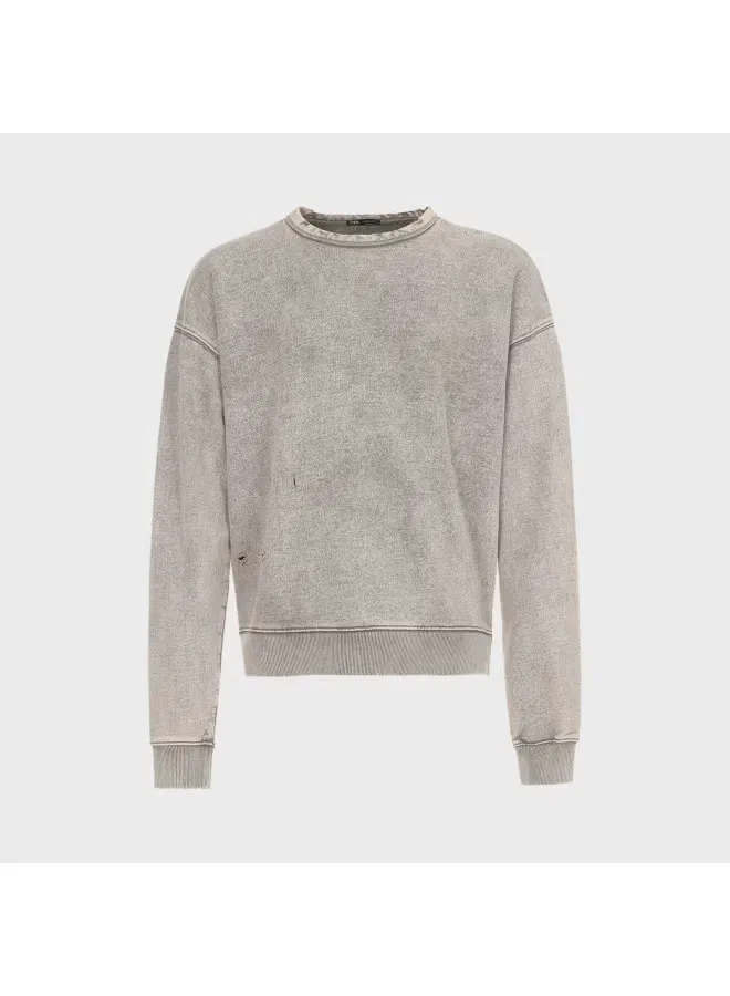 Худи свободного кроя с эффектом потертости Zara, серо-хаки — фото 2