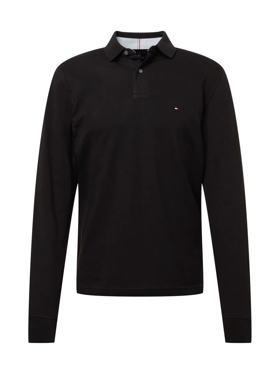 Рубашка TOMMY HILFIGER '1985 REGULAR LS POLO' черного цвета