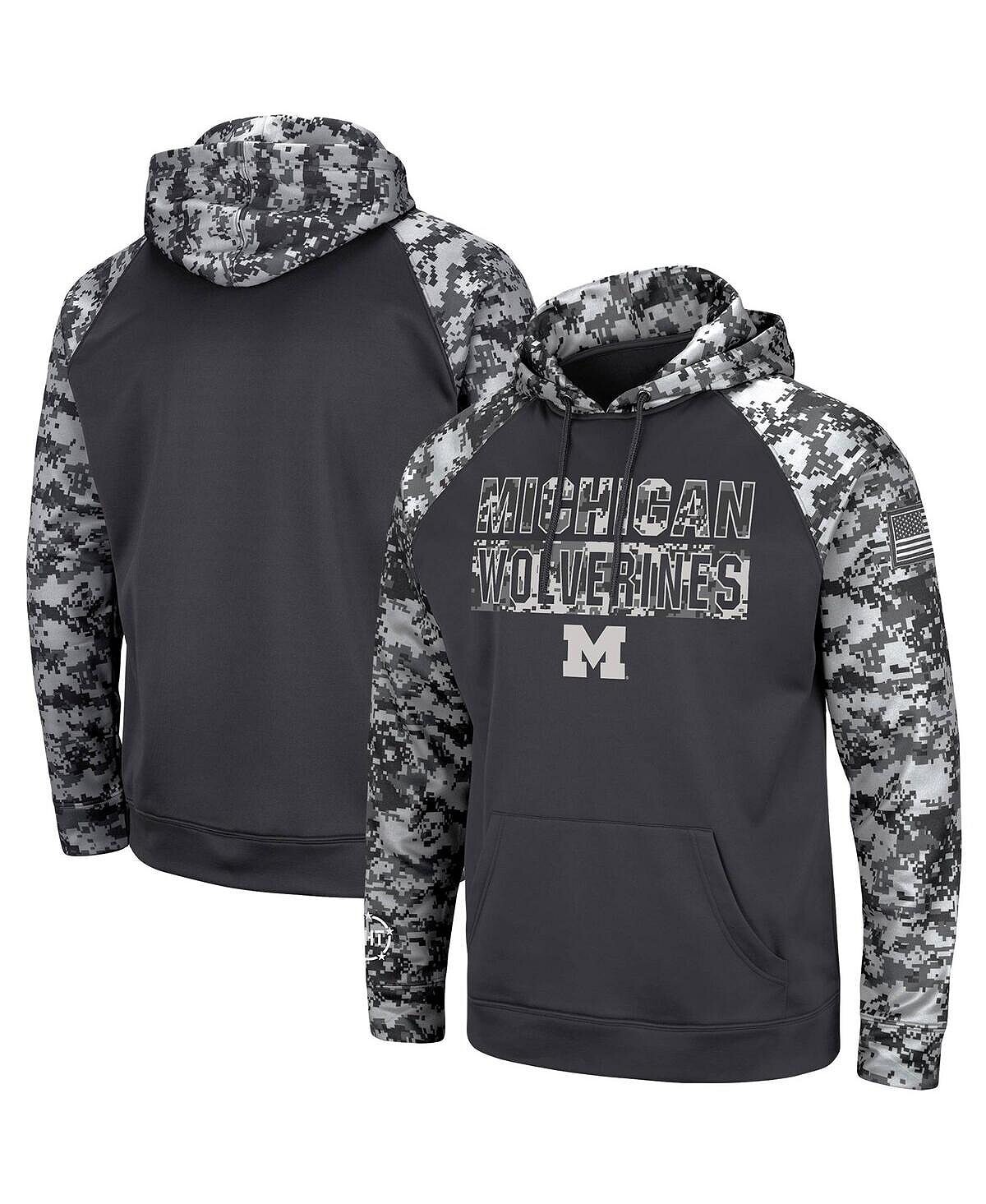 

Мужская темно-серая толстовка с капюшоном michigan wolverines oht в стиле милитари appreciation digital camo pullover hoodie Colosseum, мульти