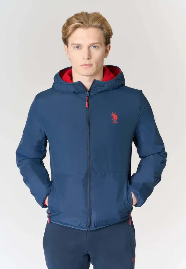 Куртка с капюшоном, 100% полиэстер, Reversible, U.S. Polo Assn., синий/красный