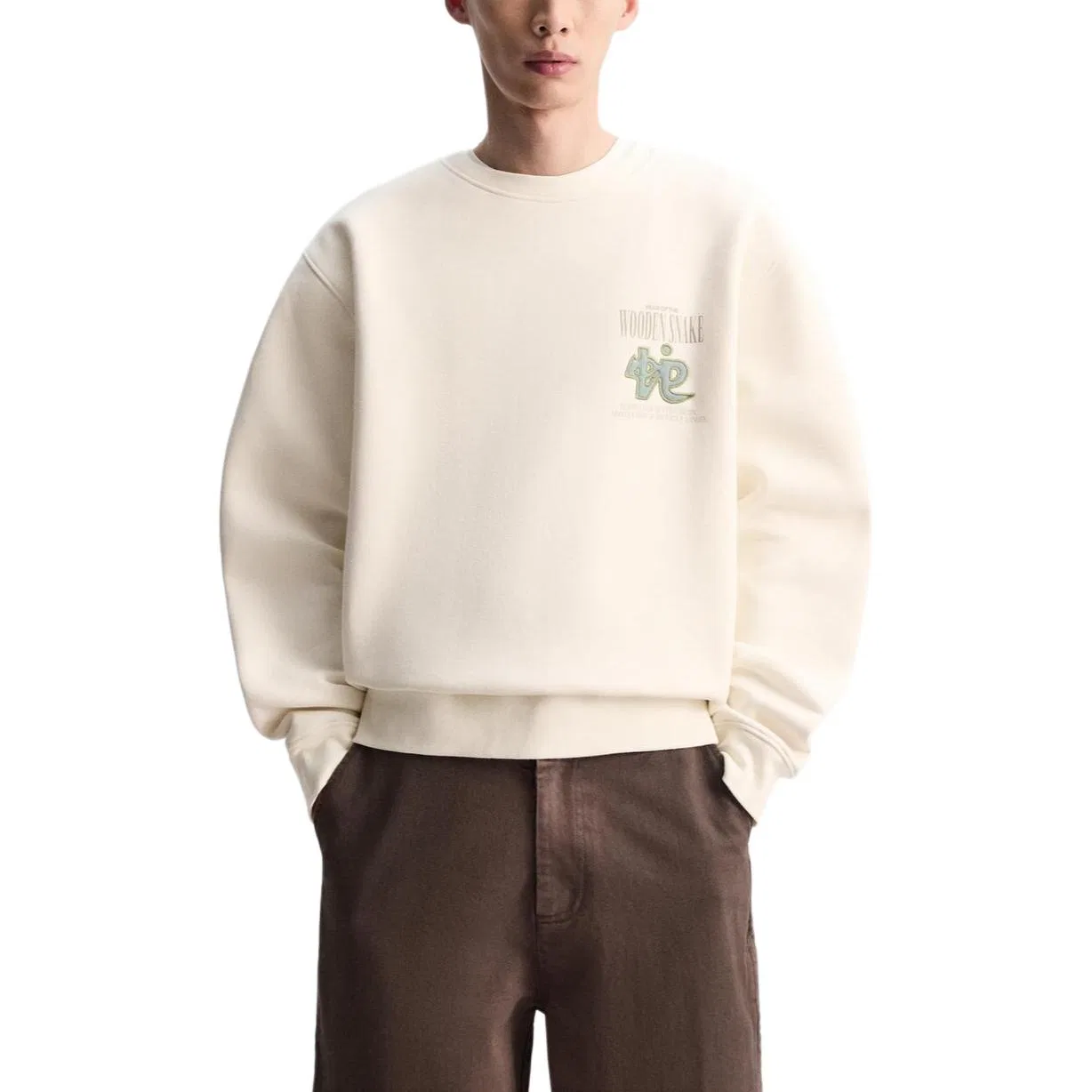 Мужской свитшот с круглым вырезом Frosted White ZARA, Frosted White — фото 4