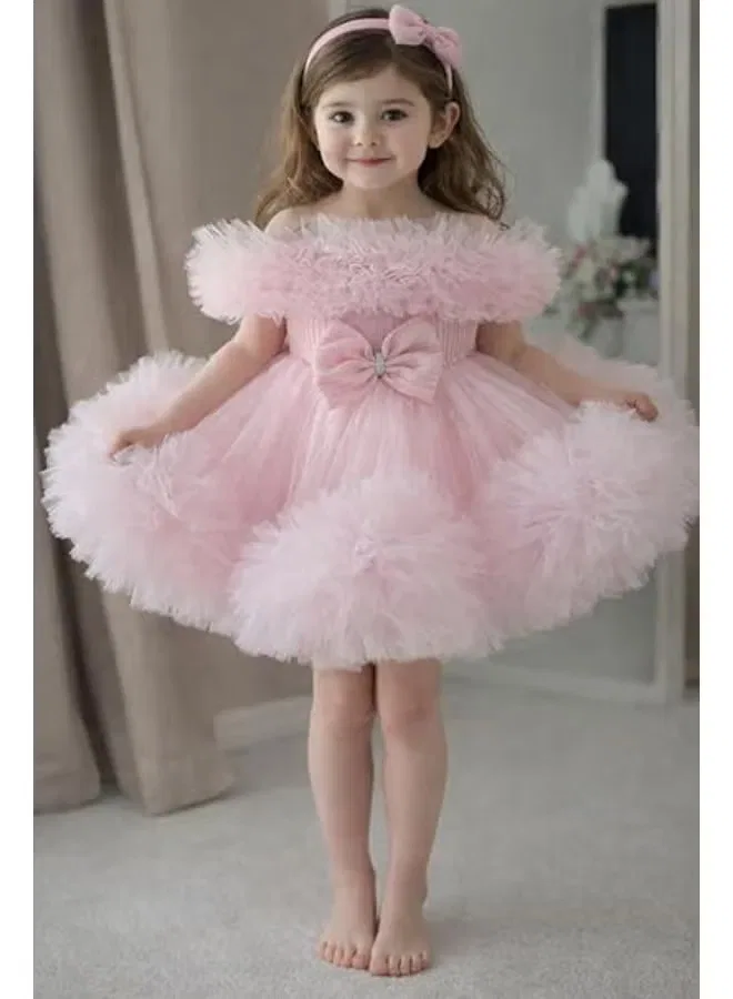 Платье с бантом и открытыми плечами Daddy'S Angel, розовый — фото 3