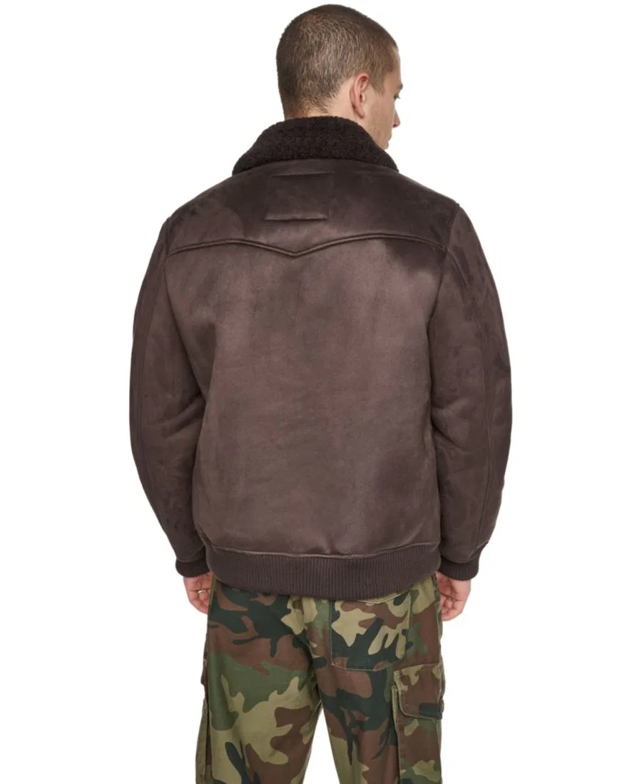 Куртка-бомбер из искусственного овчины Levi's, Dark Brown — фото 4