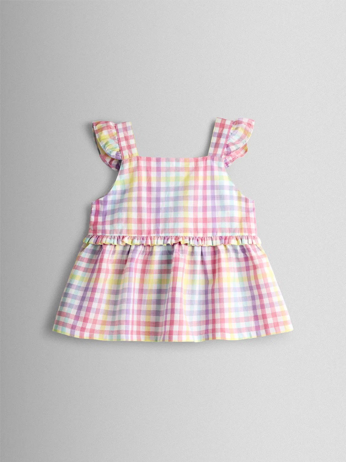 Комплект из топа и шорт с оборками, клетка Jojo Maman Bébé, White Rainbow Gingham — фото 3