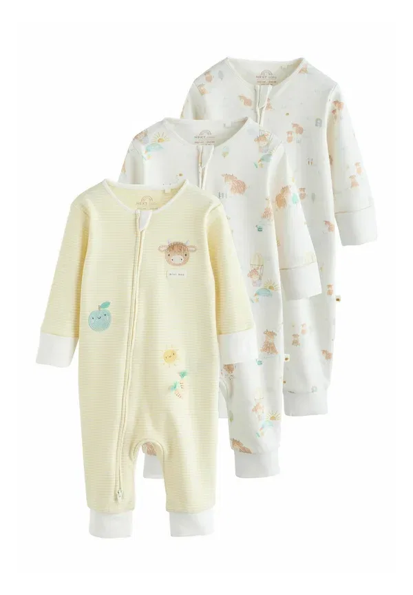 Пижама из 100% хлопка Regular fit two way zip 3 pack Next Cream Hamish, кремовый