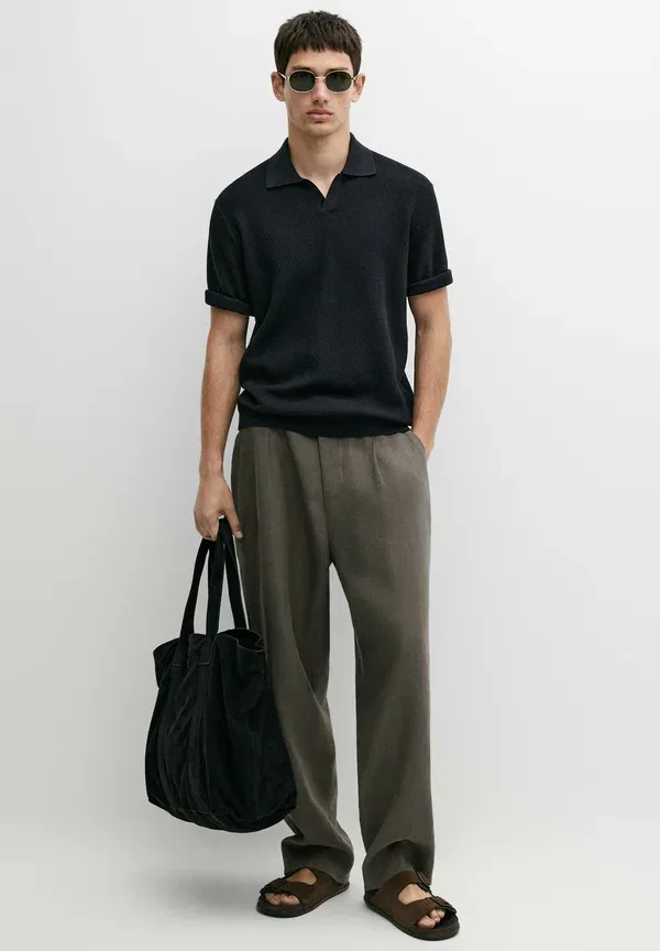 Футболка поло из хлопка Polo shirt Massimo Dutti, крапчатый темно-синий — фото 2