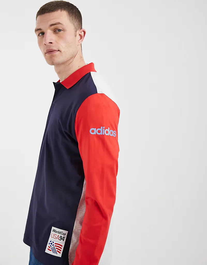 Поло Adidas Originals US 94 темно-синий и, красный — фото 4