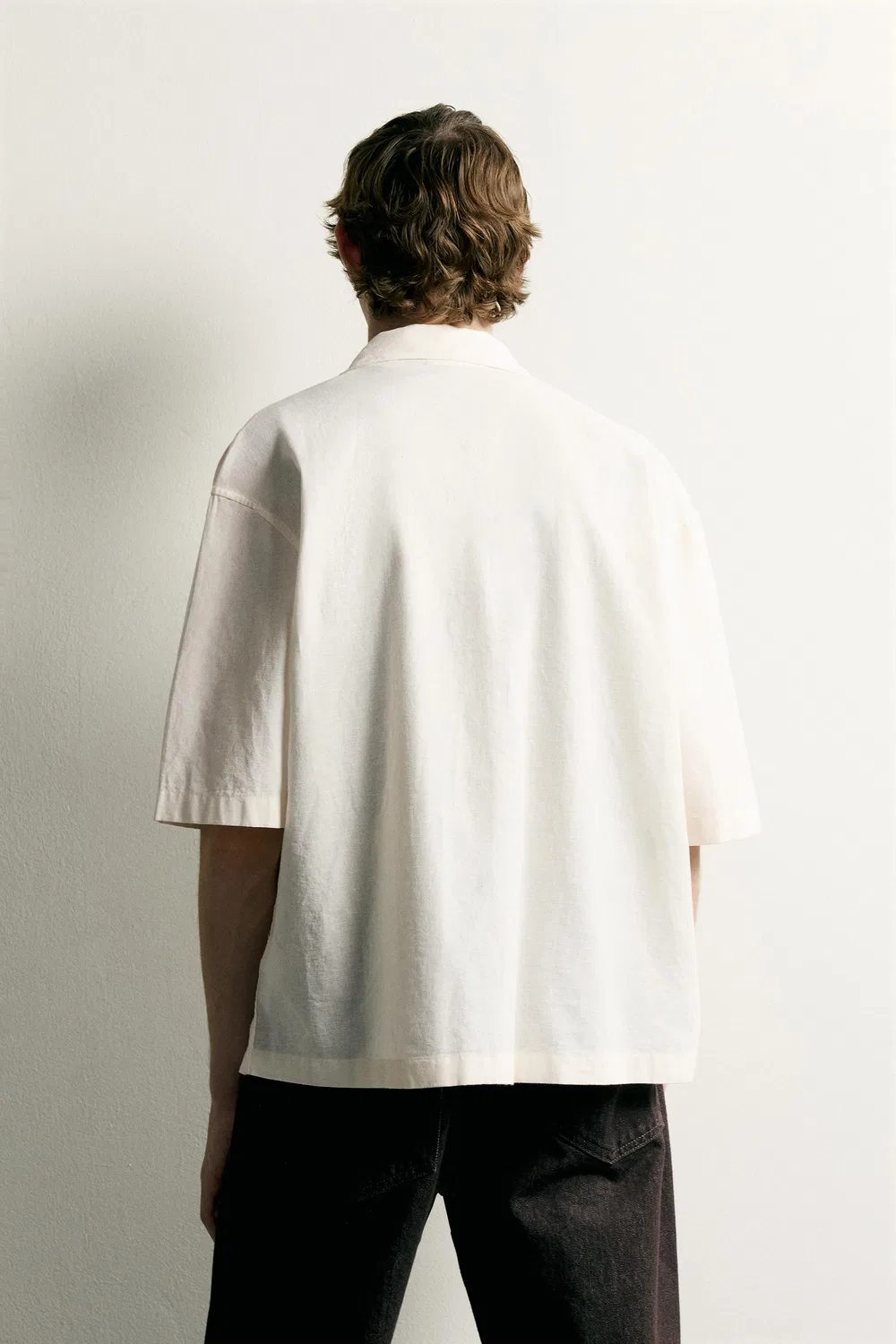 Рубашка свободного кроя со складками ZARA, Oyster-white — фото 3