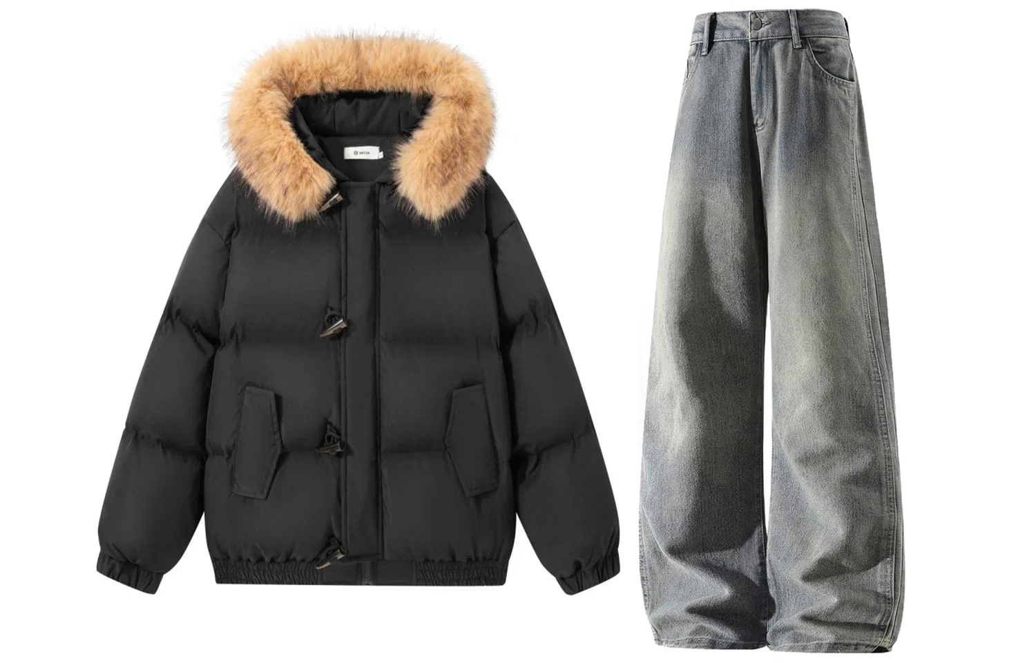 Детский комплект из утепленного худи с капюшоном и брюк, X1617, Black Puffer Jacket+Yellow Mud Pants, Black/Yellow