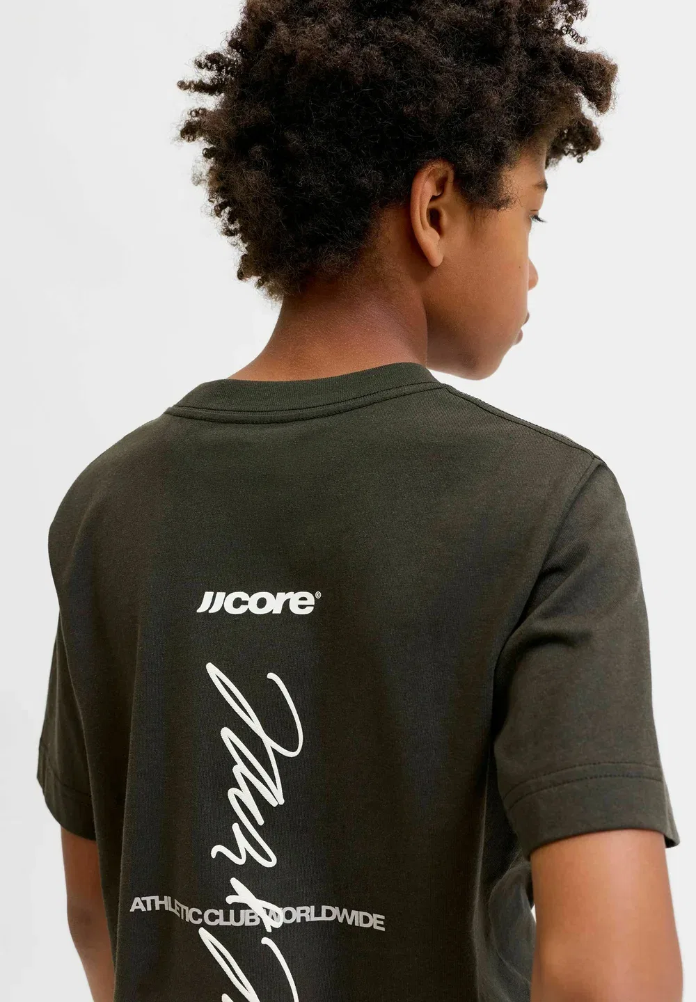 Футболка с надписью Jcoclub на спине, размер ss, cn sn jnr - футболка с принтом Jack & Jones Junior, Peat — фото 4