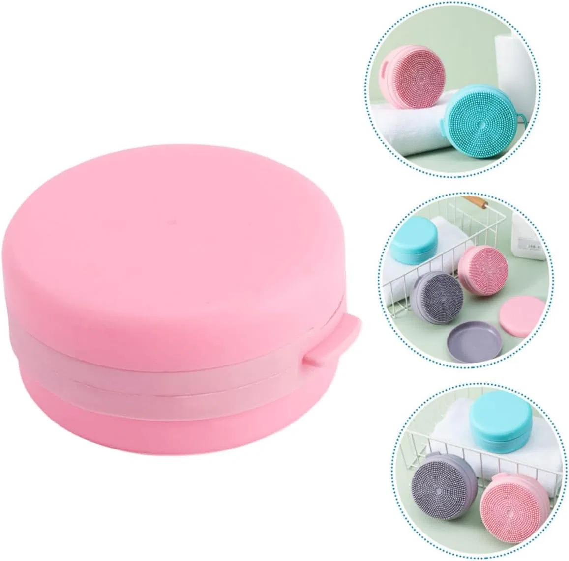 Набор щеток для душа силиконовых, Angoily, 3 шт, 8,5x8,5 см, Pink — фото 2
