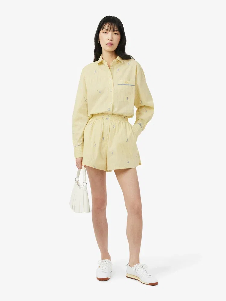 Шорты LACOSTE с вышивкой, Yellow Gold — фото 4