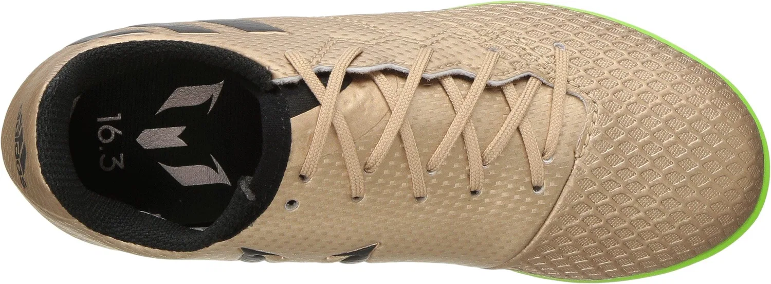 Детские кроссовки для мальчиков с закрытым носком Messi 16.3 In J Adidas, Copper Metallic Black Solar Green — фото 2