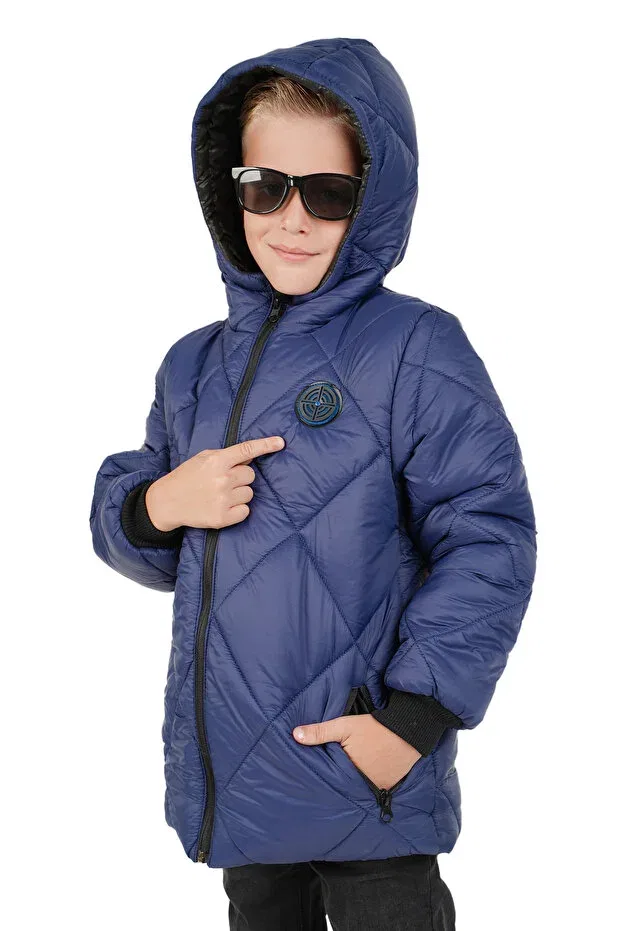 Детское зимнее пальто для девочек с принтом Merdia, Navy Blue — фото 3