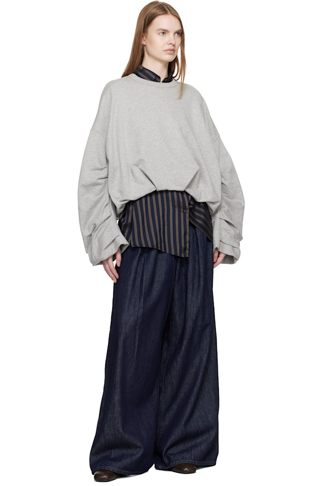 Dries Van Noten Серая драпированная толстовка — фото 4