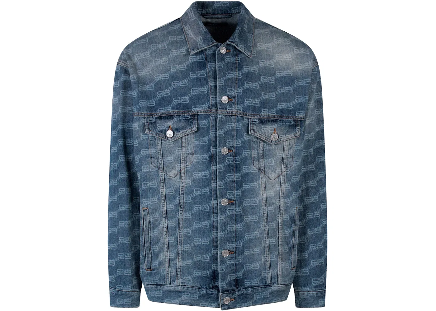 Мужская джинсовая куртка с монограммой Balenciaga, Blue
