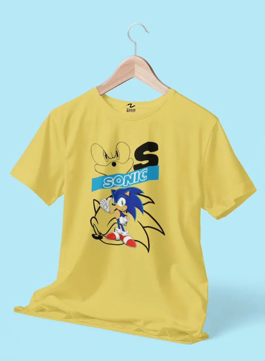 Футболка детская с принтом Sonic 3d line art Zoom, желтый