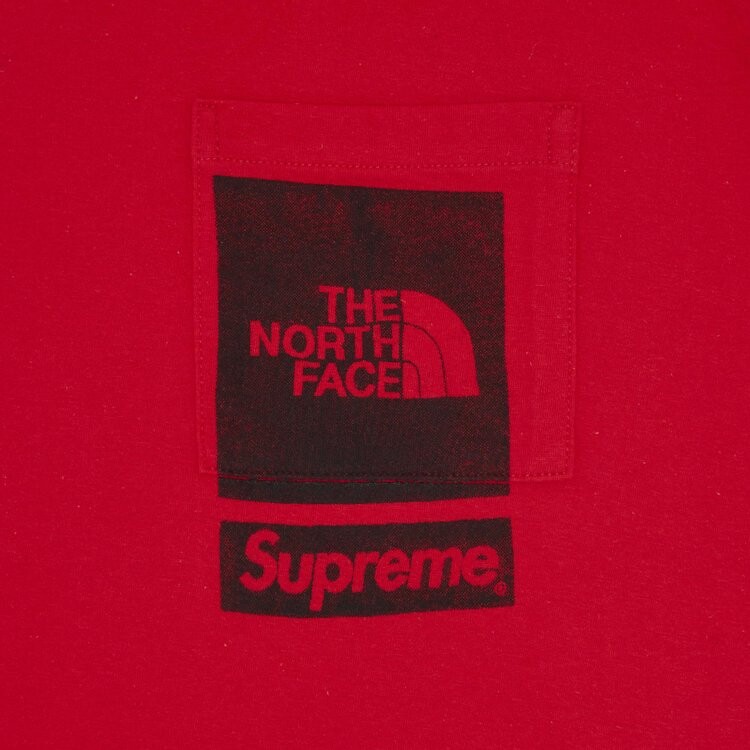 Футболка Supreme x The North Face Printed Pocket Tee 'Red', красный — фото 3