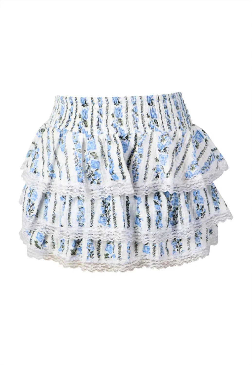 Детская юбка с рюшами и принтом Flowers by Zoe, White Blue Demure