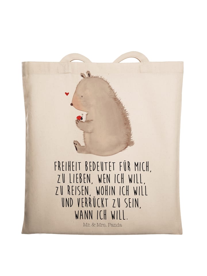 

Mr. & Mrs. Panda Сумка с изображением медведя и божьей коровки, кремового цвета, с надписью