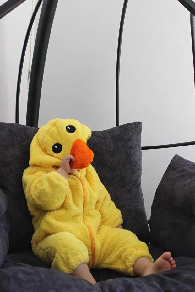 Детский комбинезон для девочек с принтом Duck baby jumpsuit John Lock, Sarı — фото 2