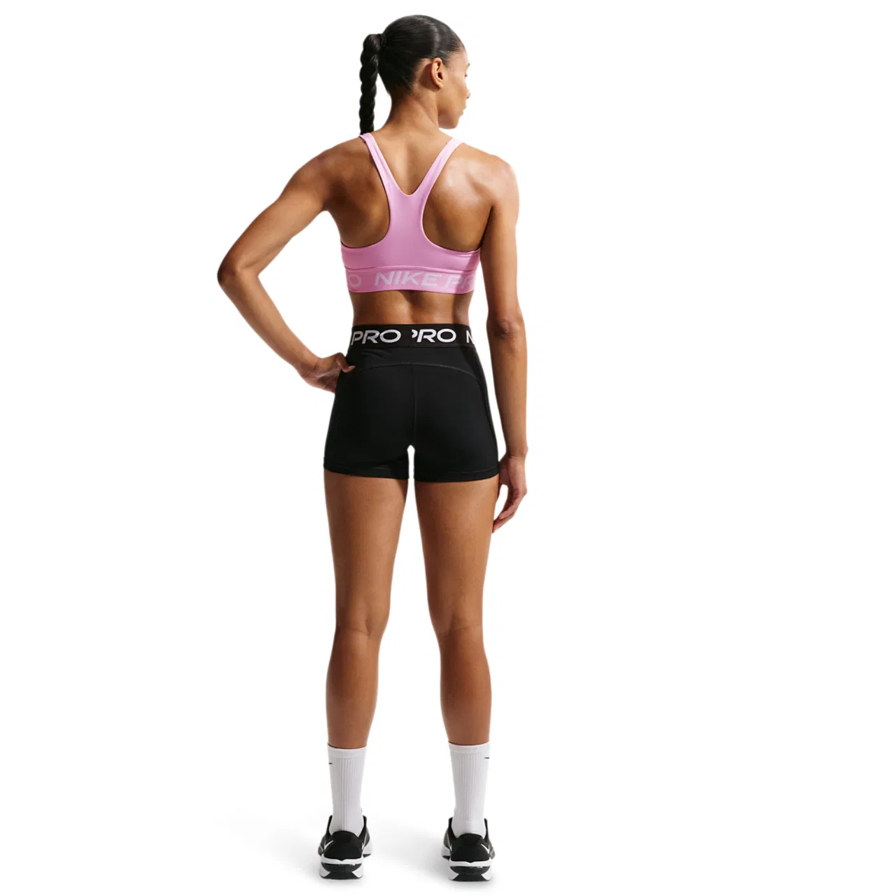 Женский спортивный бюстгальтер с легкой поддержкой Nike Pro Dri-FIT 365 LS Bra, Pink Rise/White — фото 4