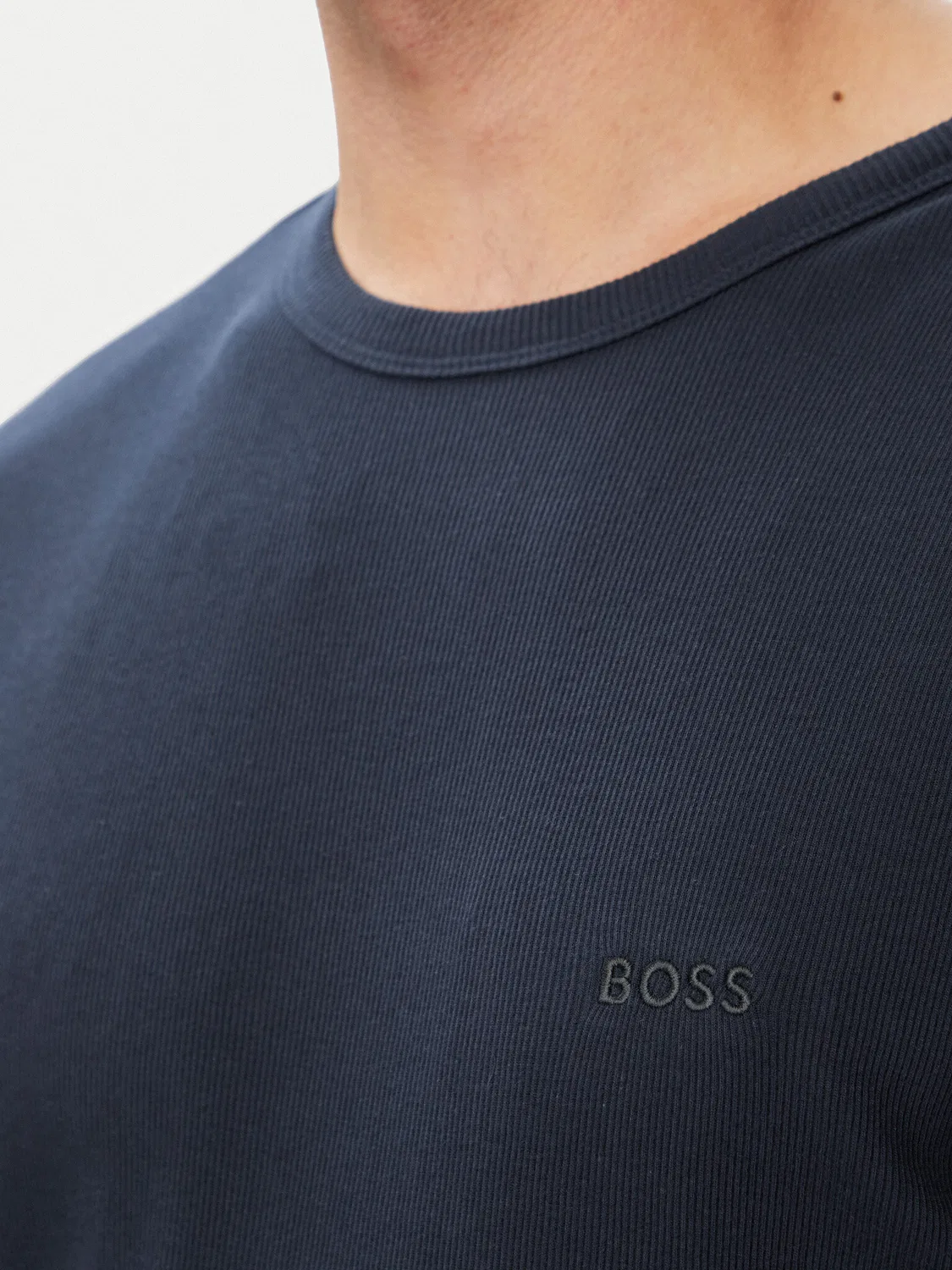 Мужская футболка приталенного кроя Rn Rib Boss, синий — фото 4