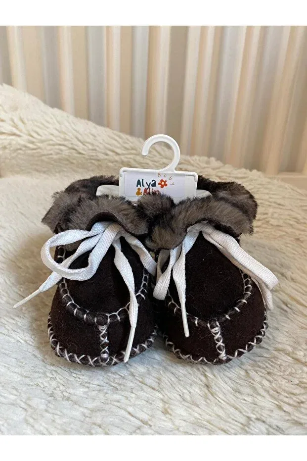 Детские ботинки для мальчиков кожаные 100% genuine leather lace-up baby booties Alya&Alin Baby, Brown