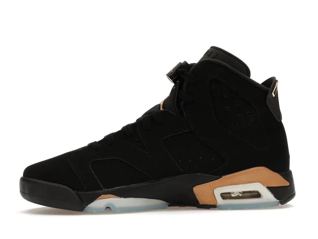 Детские кроссовки для мальчиков с замком-шнуровкой Jordan 6 Retro Jordan, Black/Metallic Gold — фото 3
