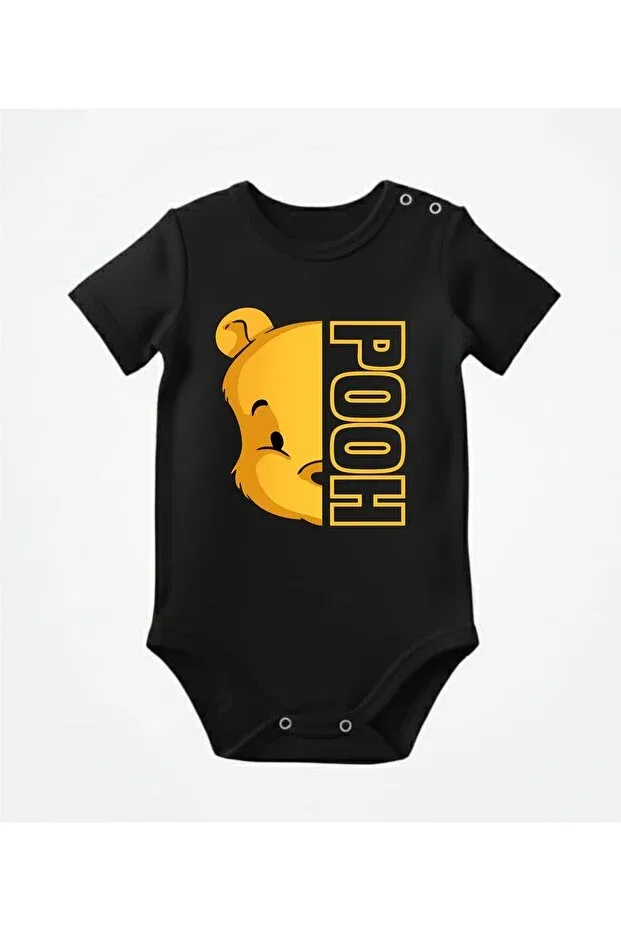 Детское боди для новорожденных с принтом Winnie the Pooh Venüsdijital, Черный
