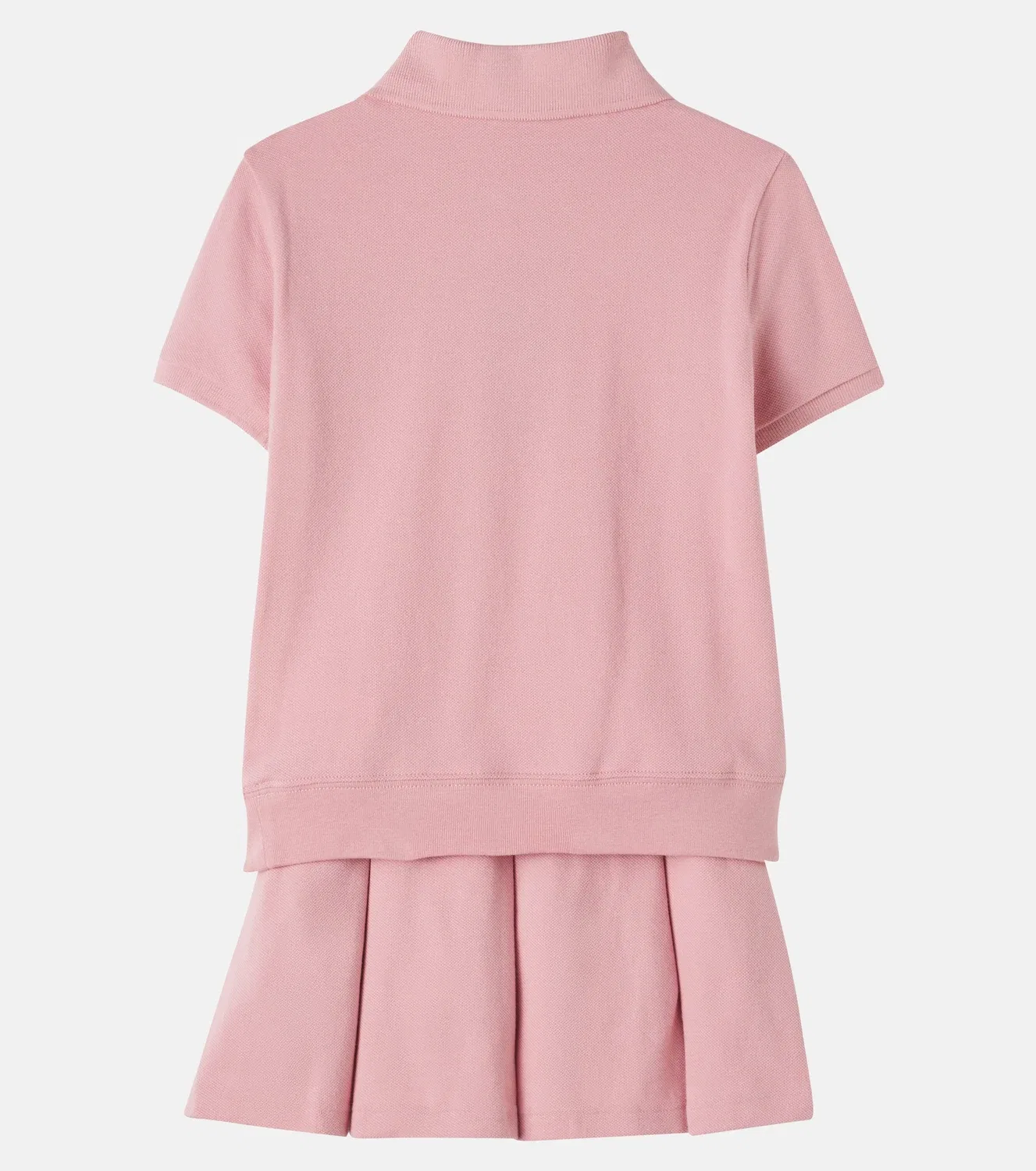 Комплект из рубашки поло из хлопкового пике и юбки Polo Ralph Lauren Kids, розовый — фото 3