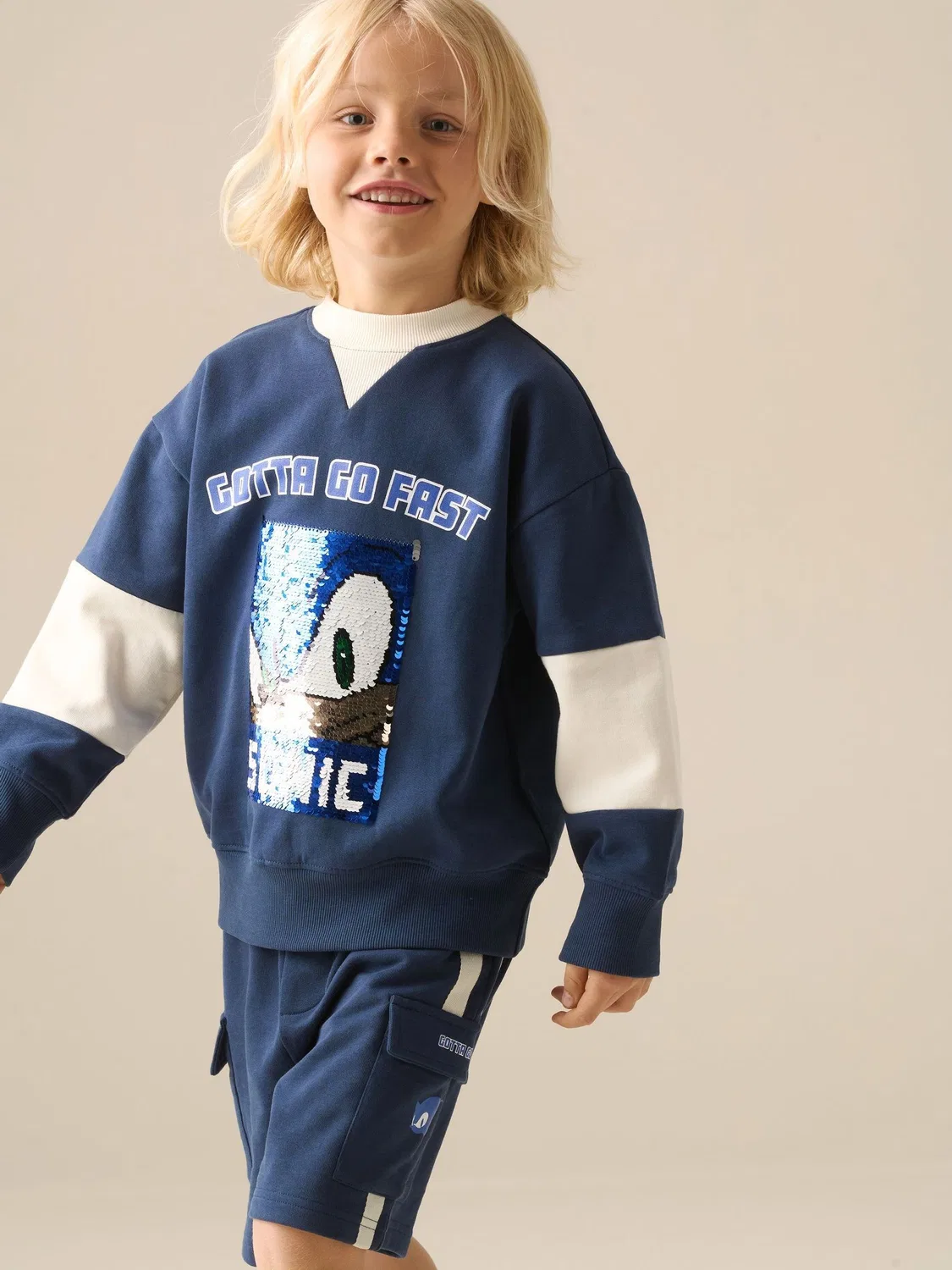 Свитшот с пайетками Sonic Varsity Angel & Rocket, синий
